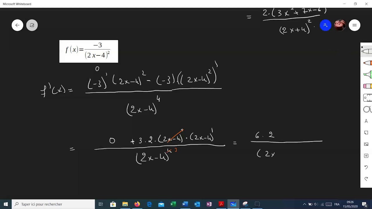 Dérivées 8   formule de dérivation du quotient
