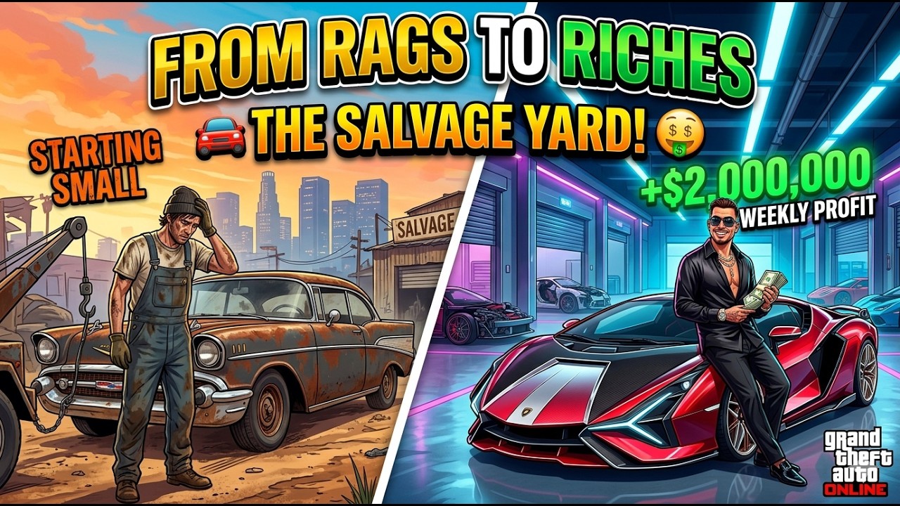 (DAY 7)GTA Online: From Rags to Riches with the SALVAGE YARD! 🚗💰