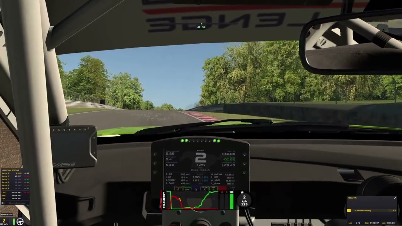 iRacing Mustang GT4 Lap Guide - 1:29.392 - Brands Hatch - 2026S1