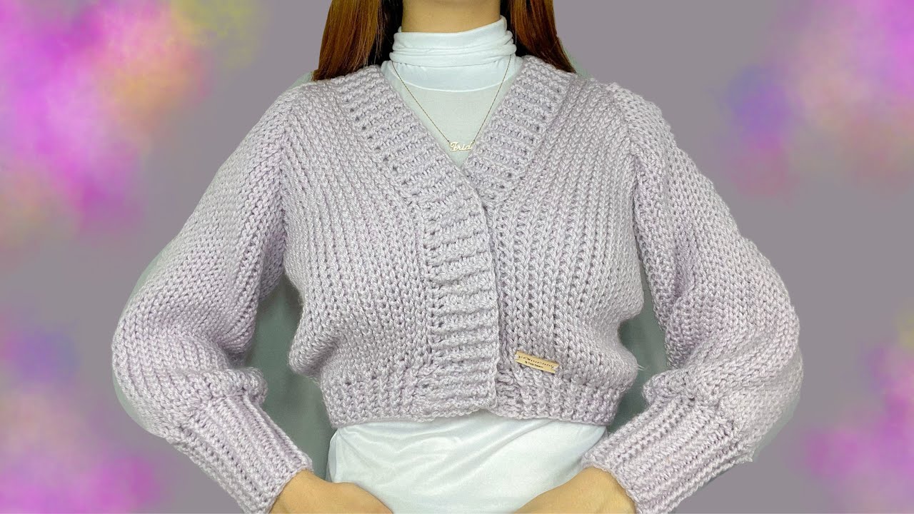 Cardigan tejido a crochet imitación 2 agujas-LaManualidades