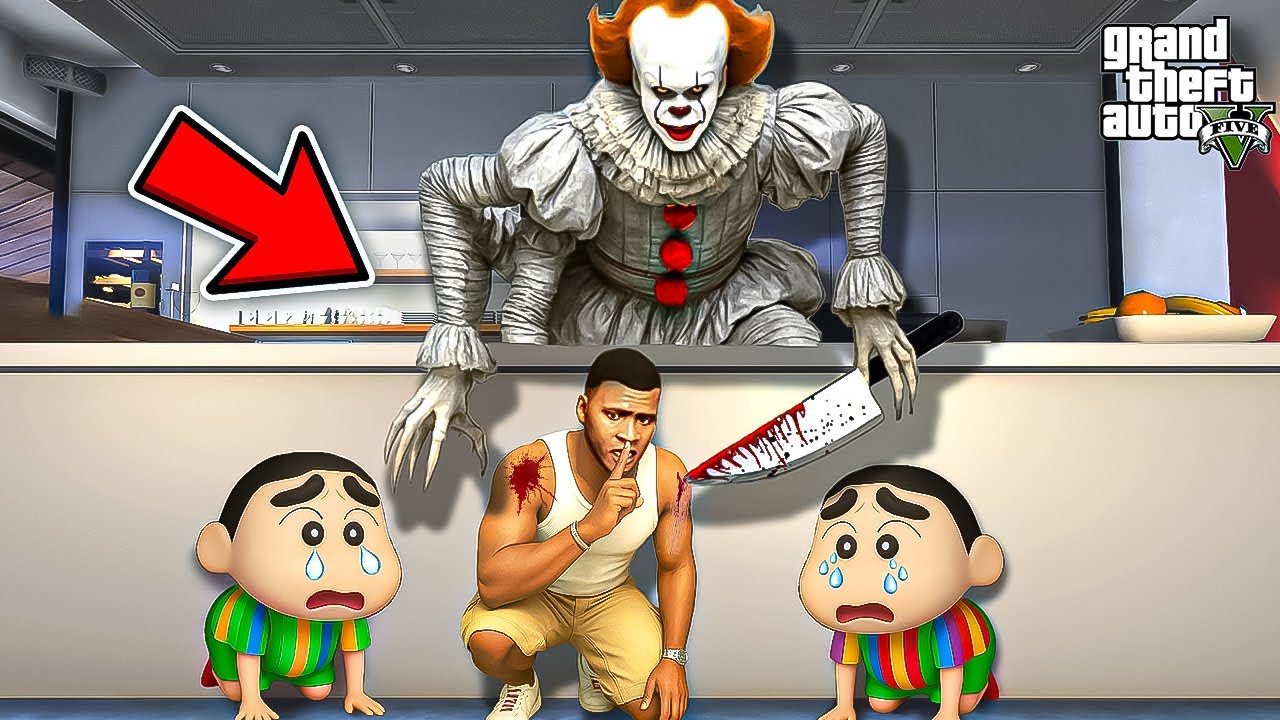 Franklin And Shinchan Found SCARY CLOWN In Their House || GTA 5