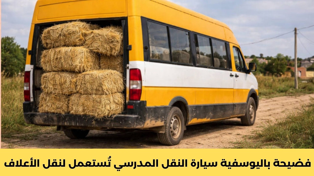 فضيحة باليوسفية سيارة النقل المدرسي تُستعمل لنقل الأعلاف