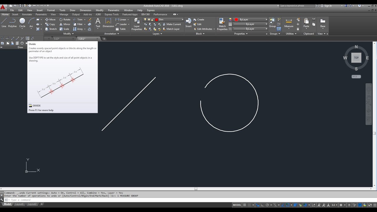 คำสั่ง Divide in AutoCAD
