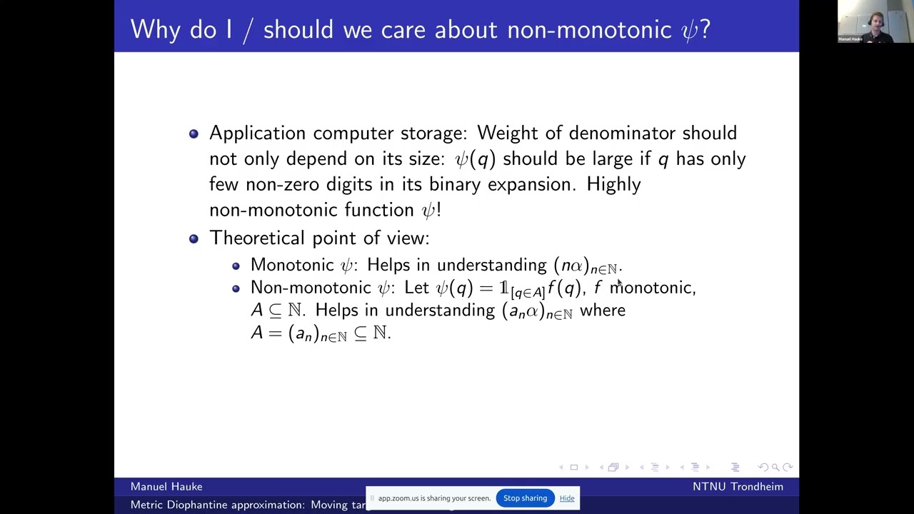 Metric Diophantine approximation: Moving targets and inhomogeneous variants (Manuel Hauke)