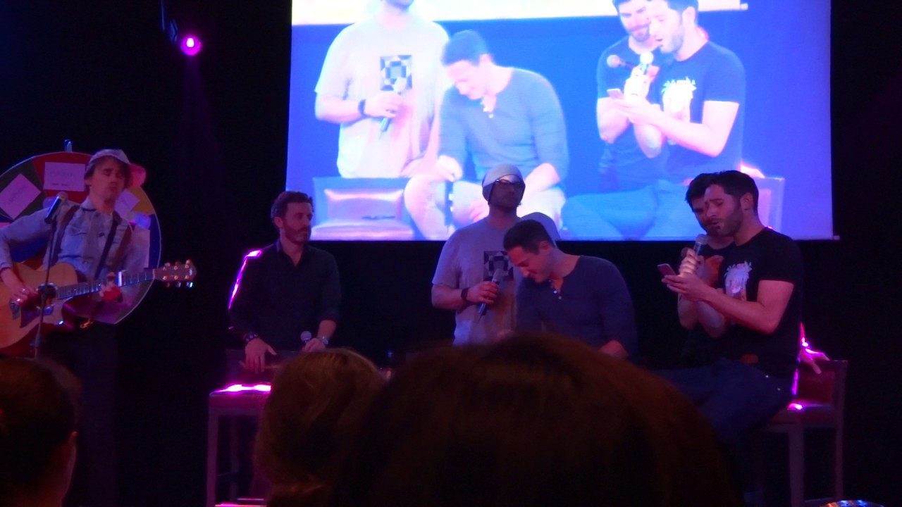Jbland 2   Singing Hallelujah -- Jason, Rob, Reeve Carney, Sasha Roiz, Tom Ellis and D