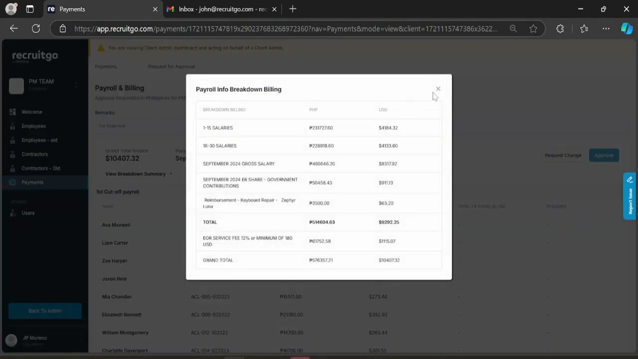 How to Approve Billing and Payroll in the EOR App