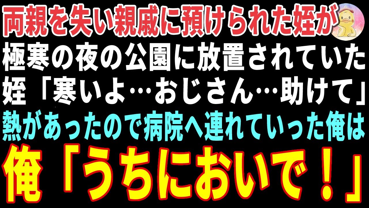 【感動する話】極寒の夜、公園に放置されていた親戚に引き取られたはずの姪→熱があったので慌てて病院へ連れていき、亡くなった姉の代わりに育てた結果【朗読・スカッと】