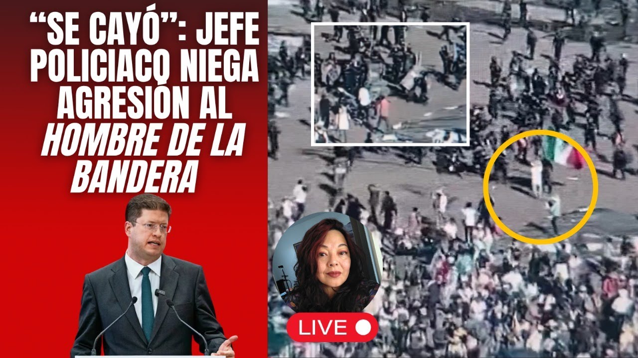 “Se cayó”: jefe policiaco niega agresión a hombre de la bandera