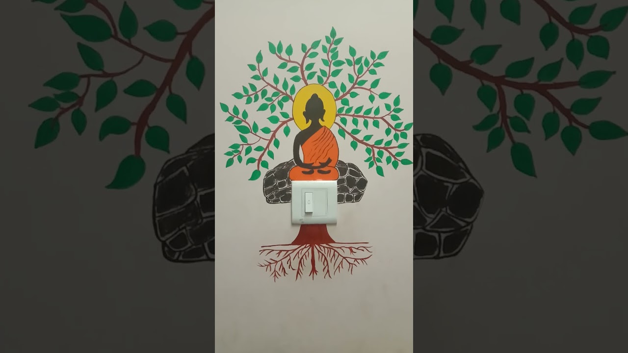 #Buddha Art On Wall #Switchboard Art #viralvideo #art #painting #wallart #wallpainting