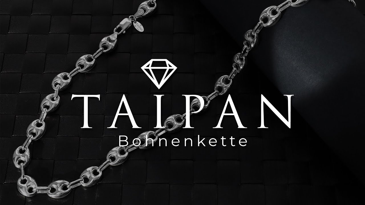 Taipan Bohnenkette 9mm breit versch. L&auml;ngen aus 925 Sterlingsilber