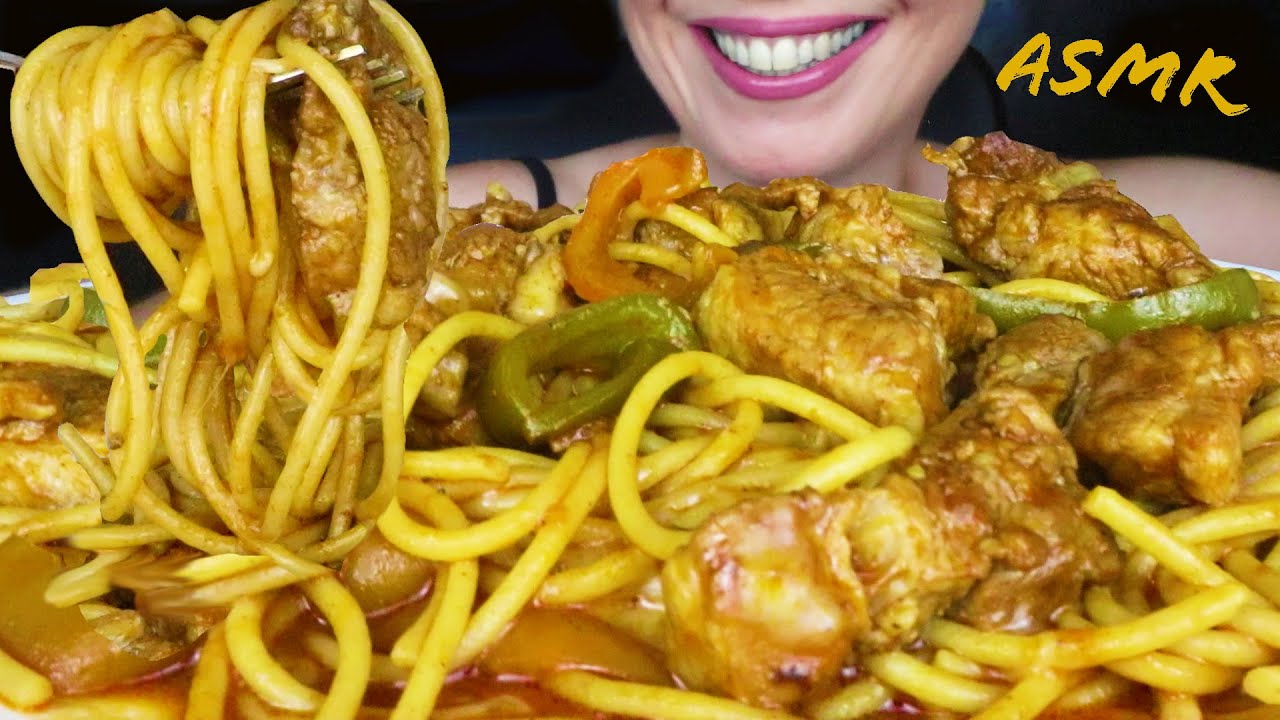 CHEESY SPAGHETTI MARINARA WITH PORK BITES 🍲 | No Talking | ASMR Mukbang  - 먹방 | Real Eating Sounds