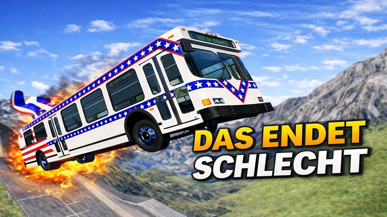 Bus mit Raketenantrieb springt XXL-Sprungschanze… das endet schlecht 😱 | BeamNG