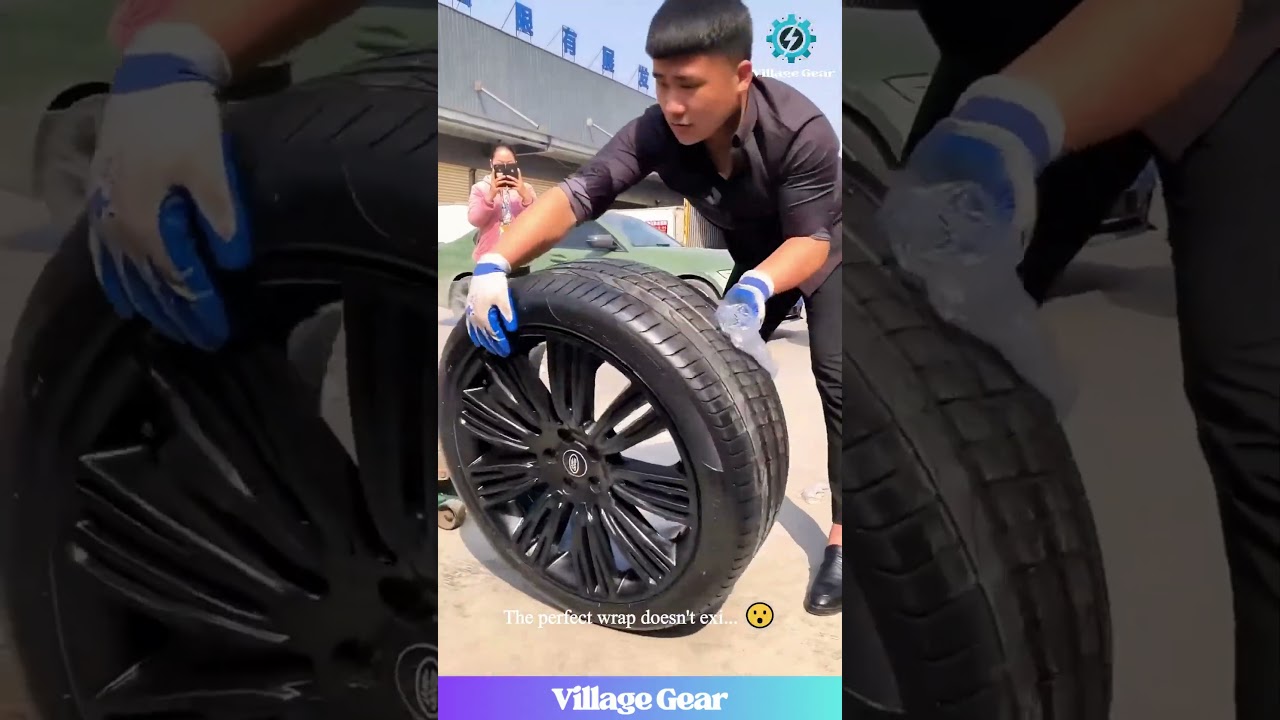That Rim Wrapping Technique is My New Favorite Satisfying Thing!😂 My Wheels are JEALOUS! #car #rims
