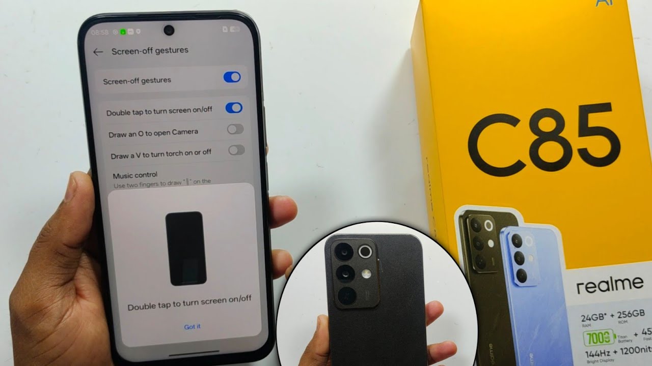 Realme C85 Double Tap Screen On/Off Setting || Realme Screen On Off Setting 