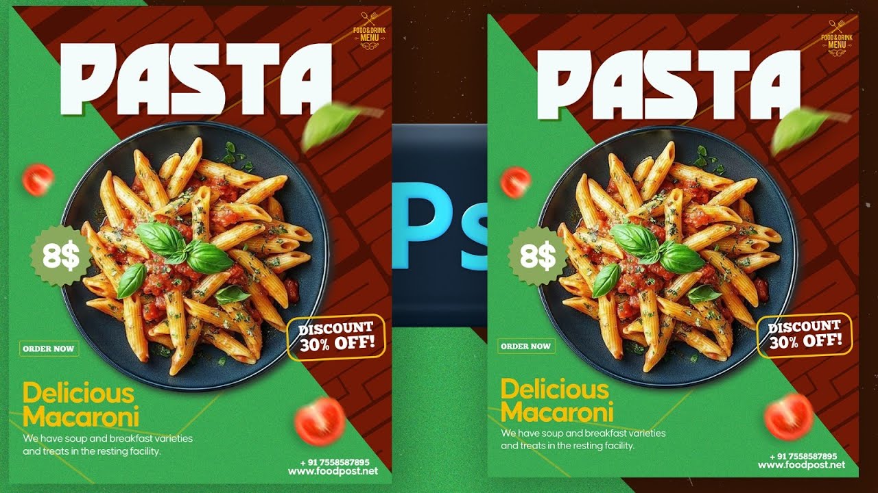 Pasta Poster Photoshop Tutorial | Create a High-Converting Food Ad & Social Post (Step-by-Step)