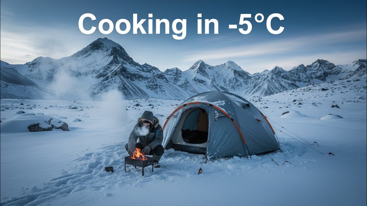 Camping during Snowfall in Kashmir ||cooking in "-5°C" | 