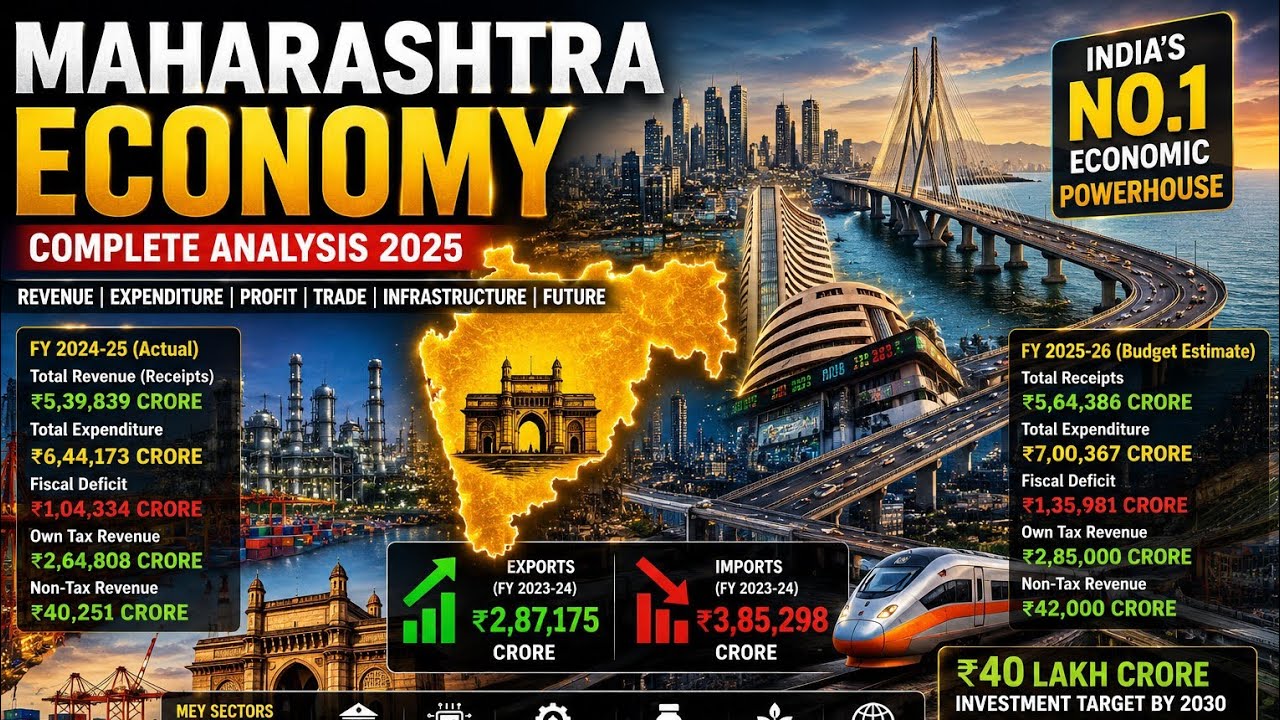   The Economics of Maharashtra. Biggest State Economics of india 2025. India's backbone.By animation