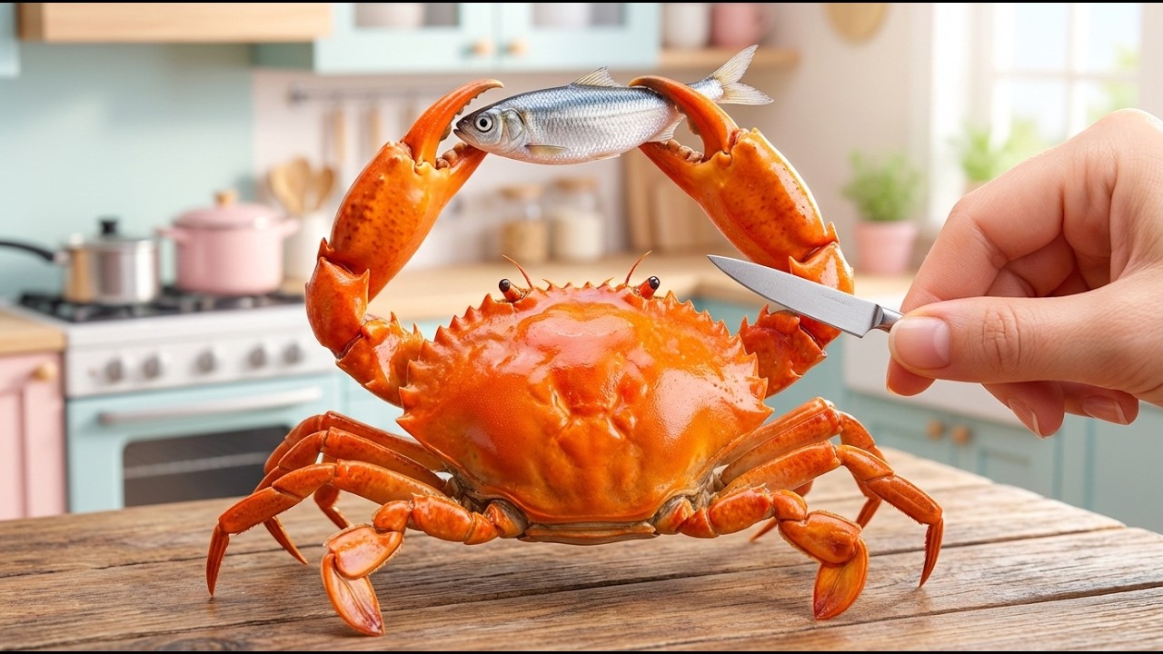 Tiny Catch & Cook Crab with Spicy Gochujang Sauce 🌶️ | Mini Korean Street Food