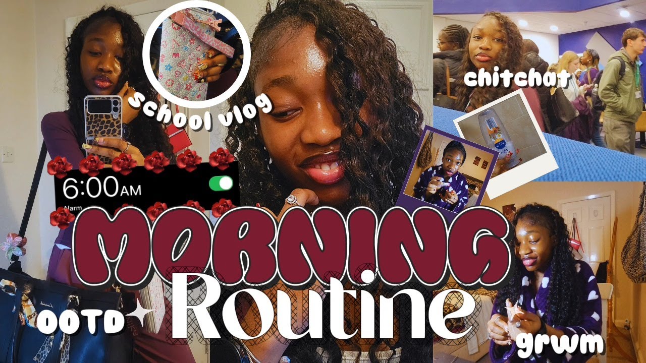 My 6AM *realistic* School Morning Routine 💕|  GRWM, 1K SUBS!!, OOTD, Chit-Chat, School Vlog.