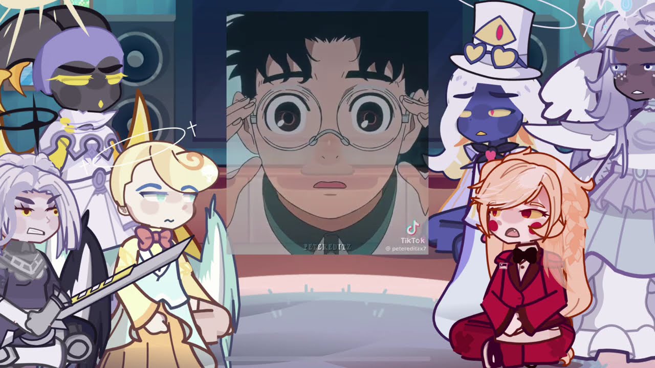 Hazbin Hotel Angels react to okarun | dandadan | Lucifer | Gacha life 2
