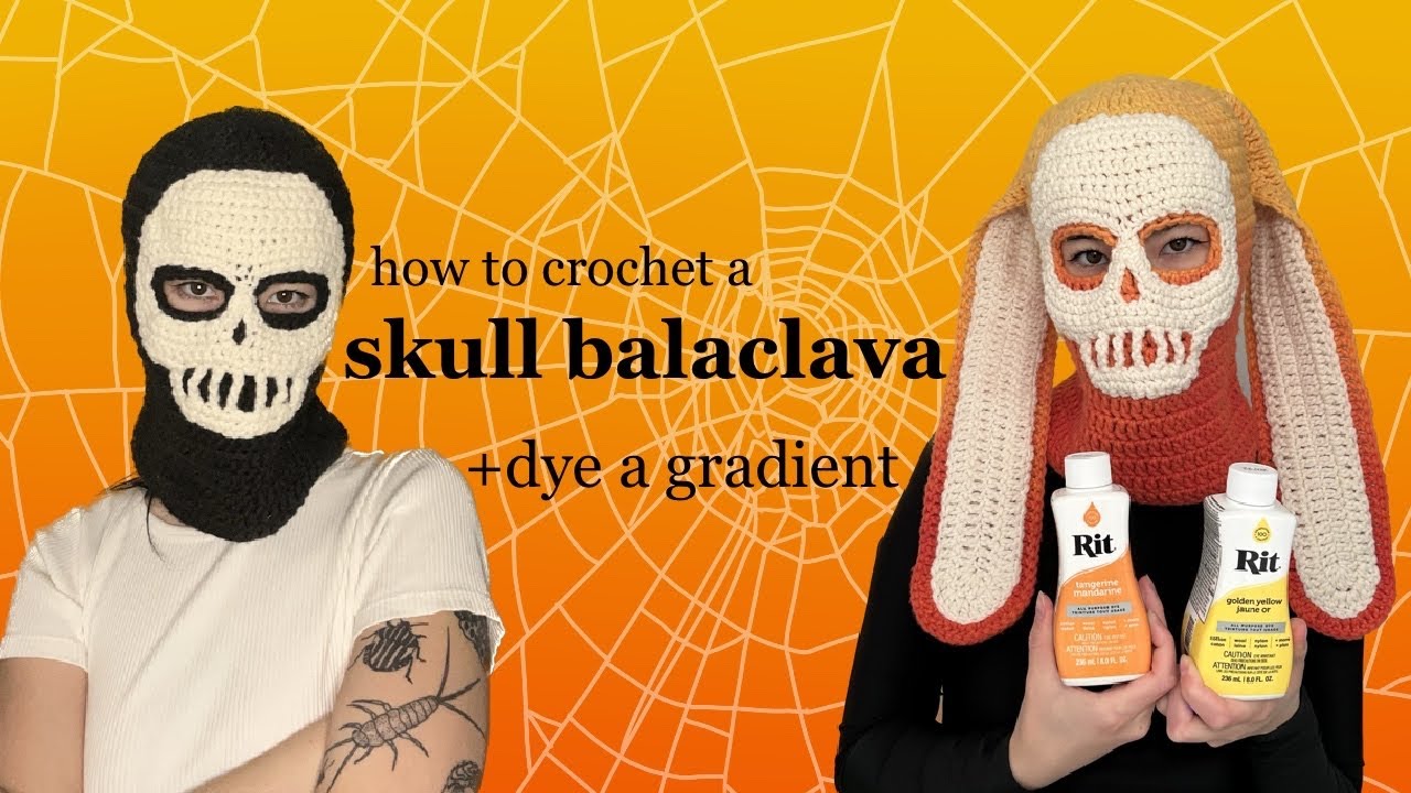 Схема вязания крючком балаклавы с черепом/урок и как окрасить градиент