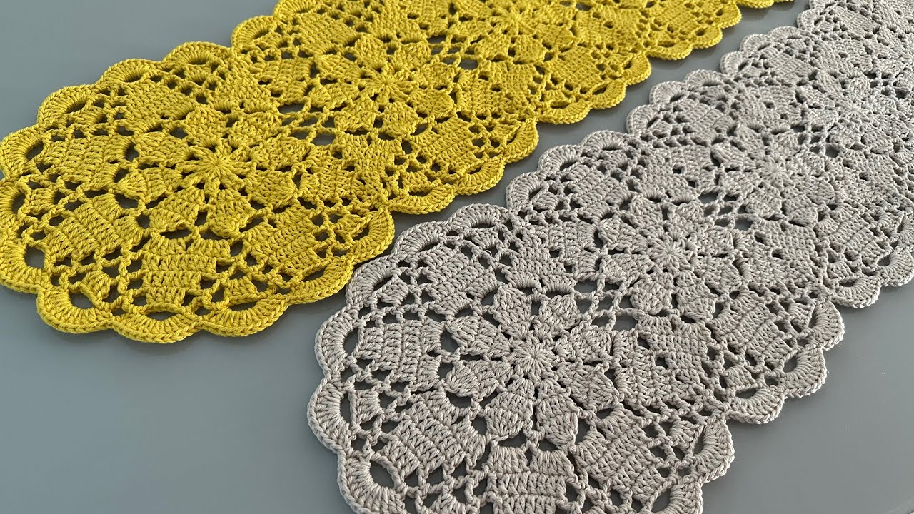 Trilho de mesa Flor de croch&ecirc; aula passo a passo completa