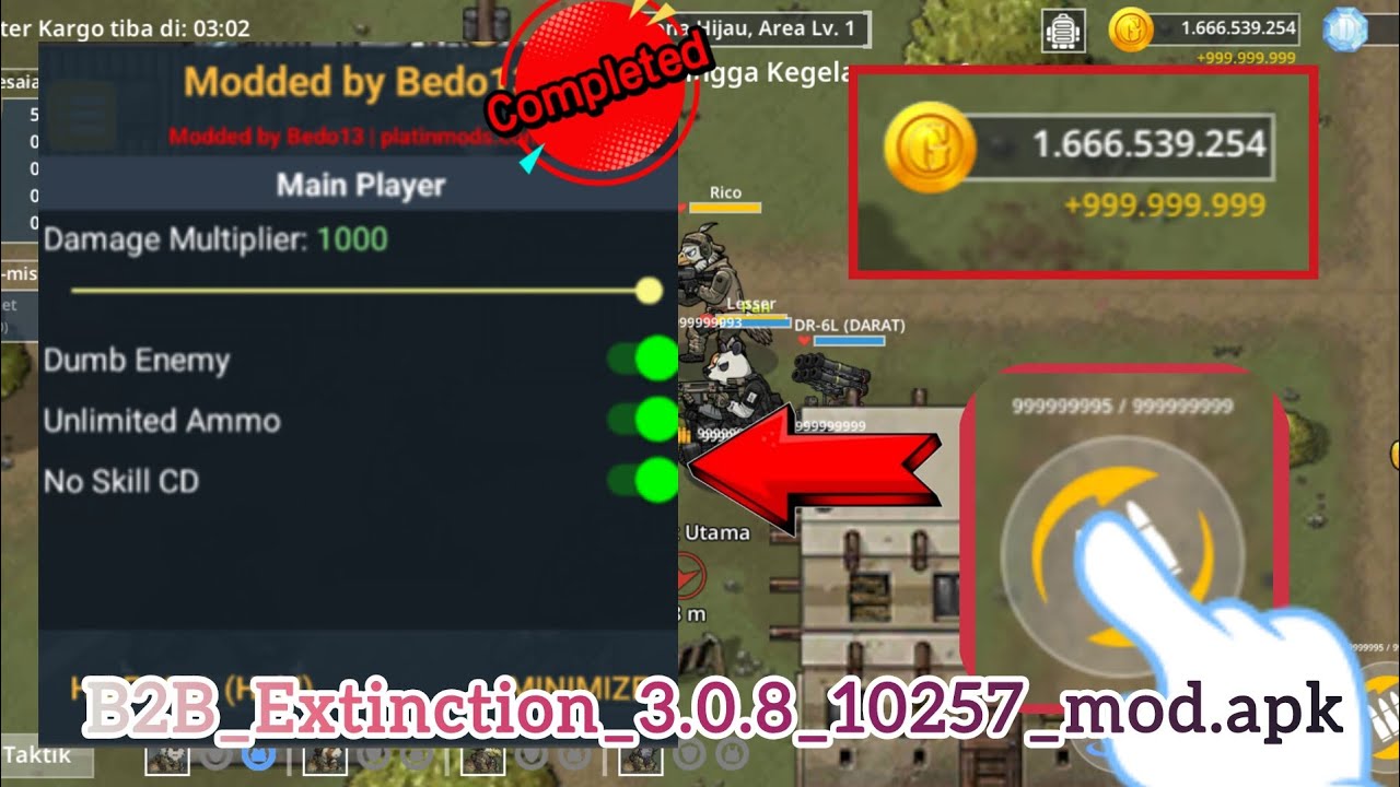 B2B_Extinction_3.0.8_10257_mod.apk menu Unlimited Ammo No Skill CD Dumbledore Enemy link download