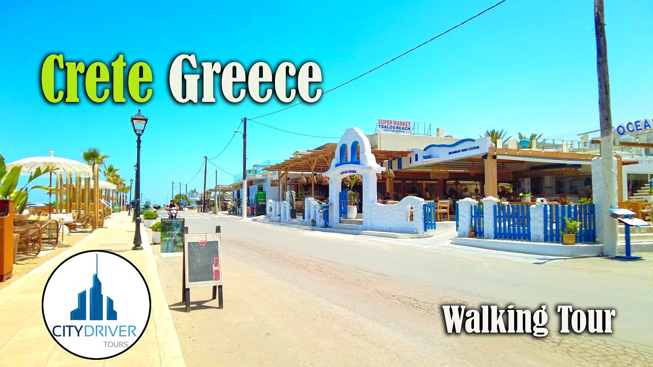 Walking from Analipsi to Hersonissos 👣 | Crete 4K Walking Tour 🇬🇷 | City Driver Tours