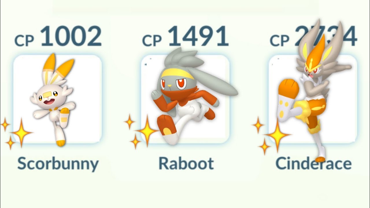 using Shiny (Scorbunny, Raboot, Cinderace) Evolution Line in Pokemon GO.
