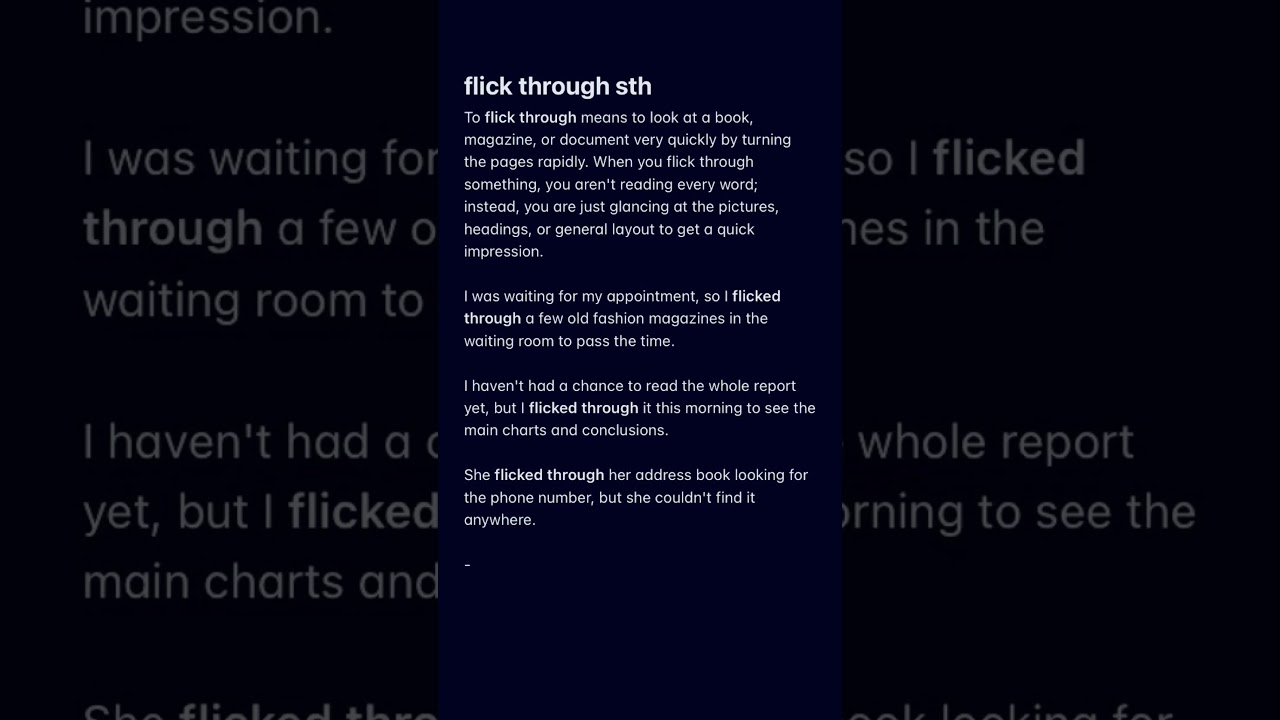 "flick through sth" English Vocabulary Building