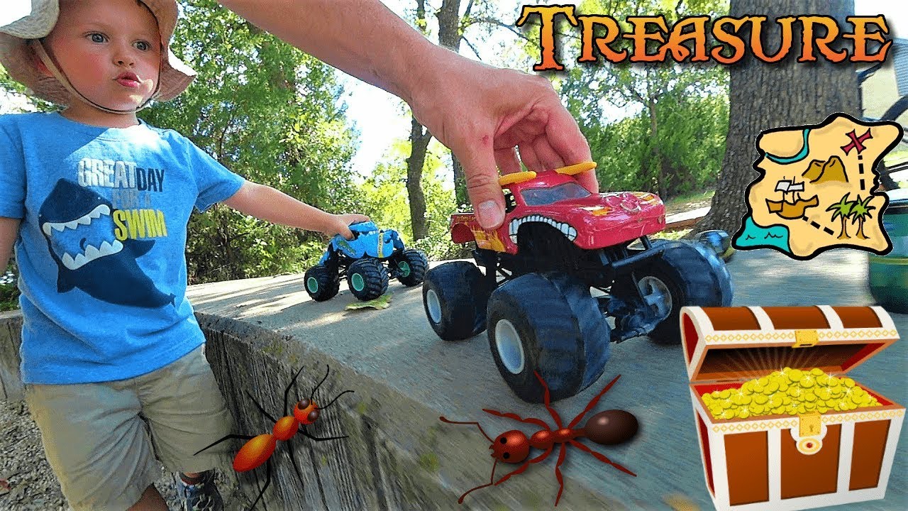 Monster Truck Monday 10: lets adventure Play Monster Trucks Searching for Treasure at a State Park