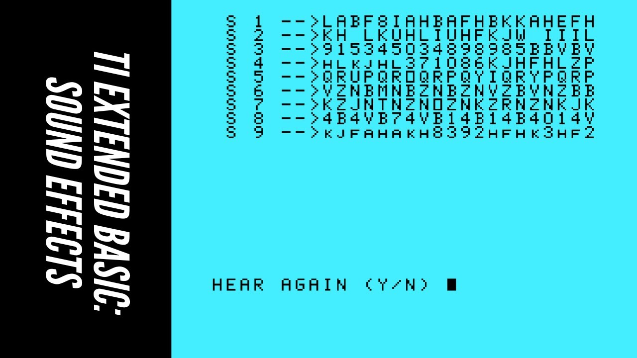 "Sound Effects" TI Extended BASIC Type-In Program by David Enterline, Micropendium Magazine