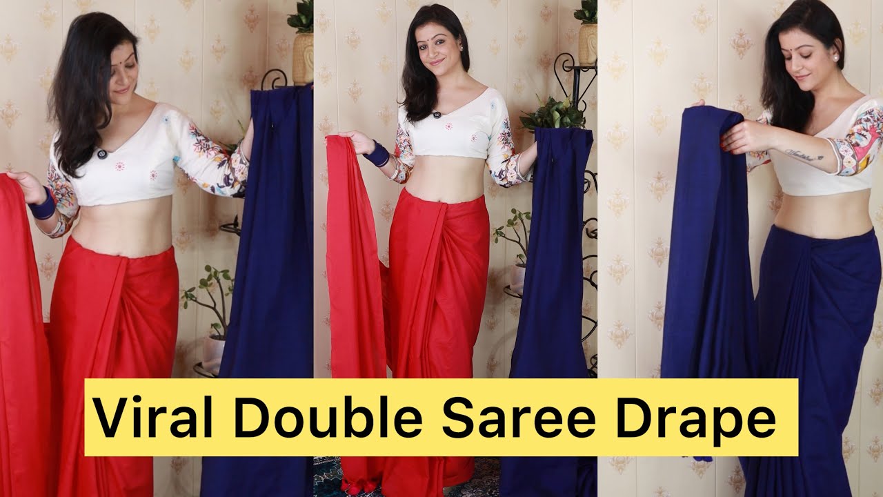 Double saree drape / How to drape two sarees together / Viral double saree drape