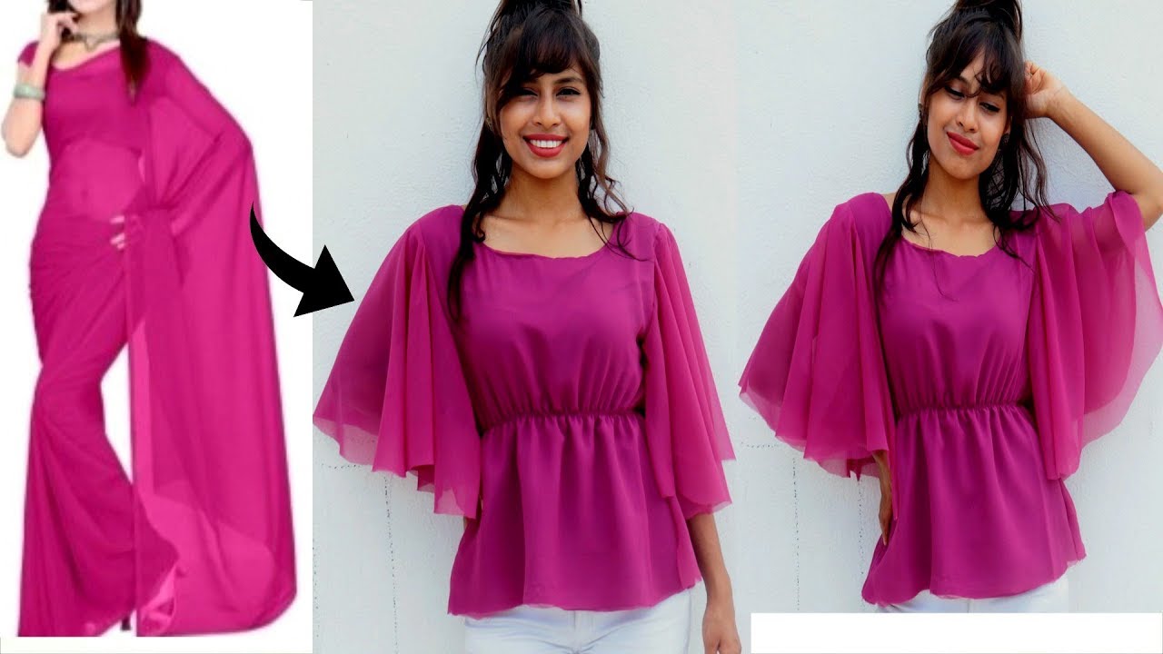 Convert Old Saree/Dupatta into UMBRELLA Sleeves Top in 10 Min | Diy Super Easy Top