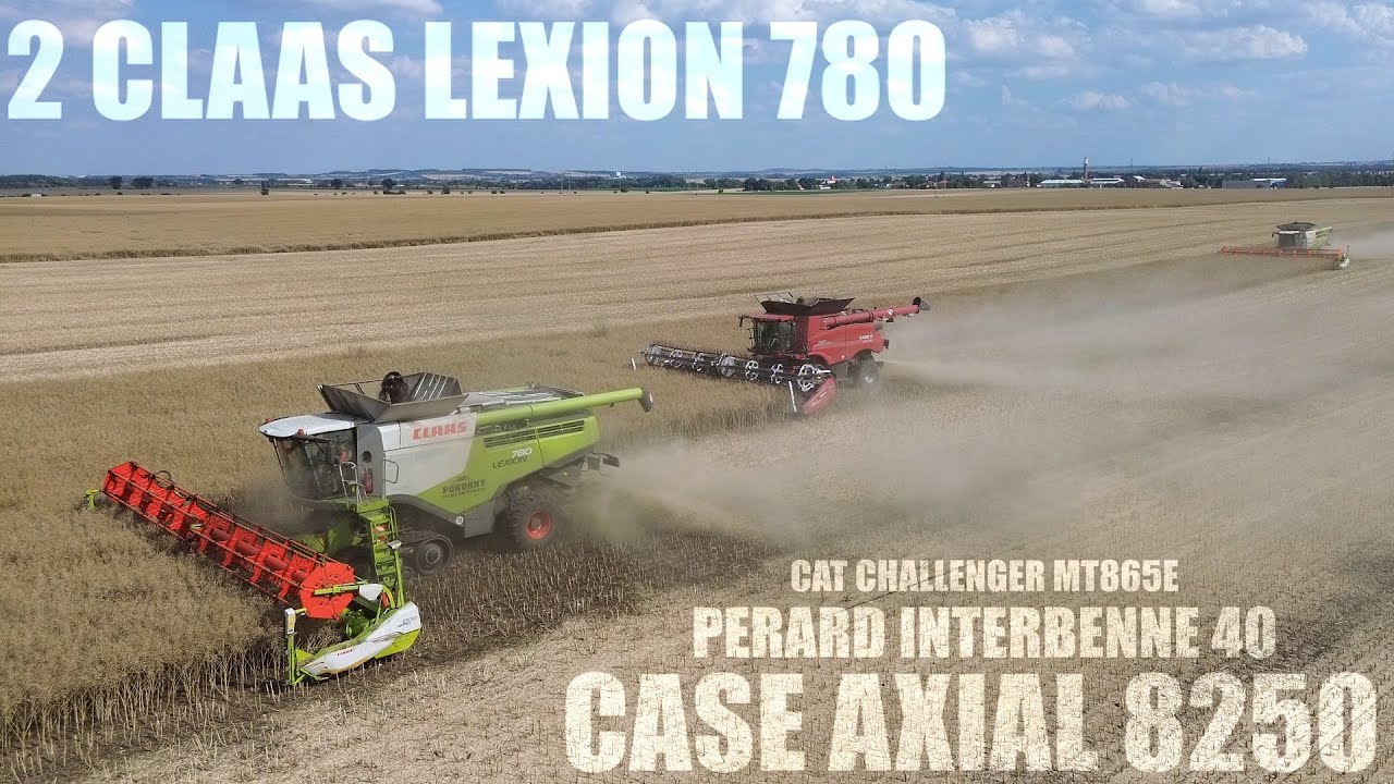 2X CLAAS LEXION 780, CASE AXIAL 8250, CAT CHALLENGER MT865 & PERARD INTERBENNE 40