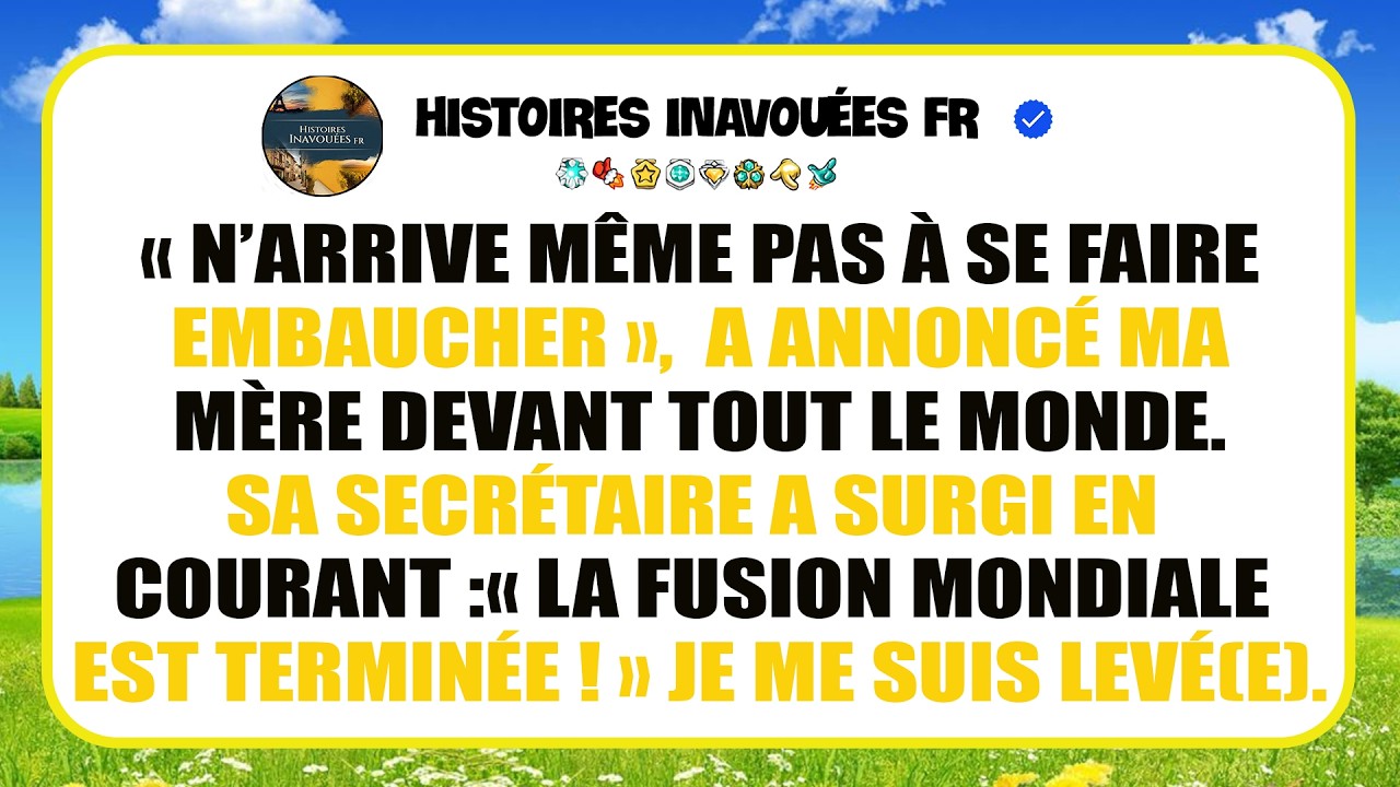Pendant Le Discours De Ma Mère, Elle M’a Traité De Chômeur, Puis La Propriété De Son Cabinet ...