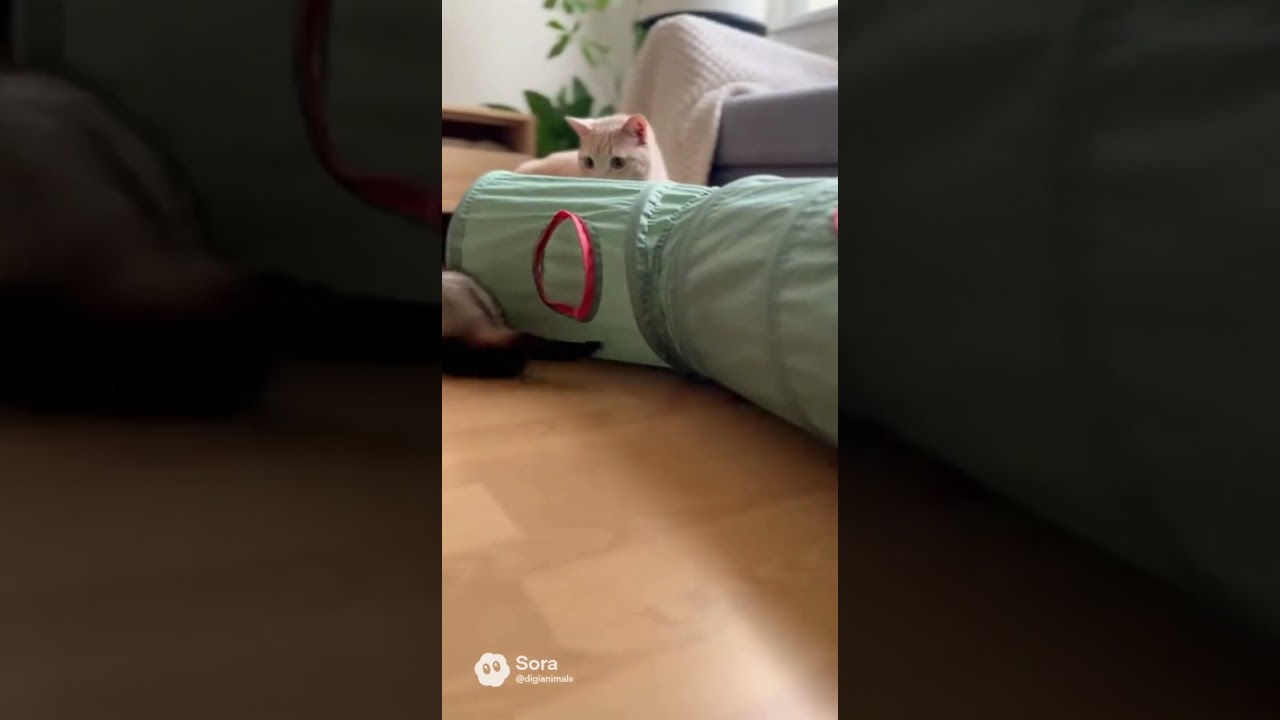 Curious Cat Meets Playful Ferret!