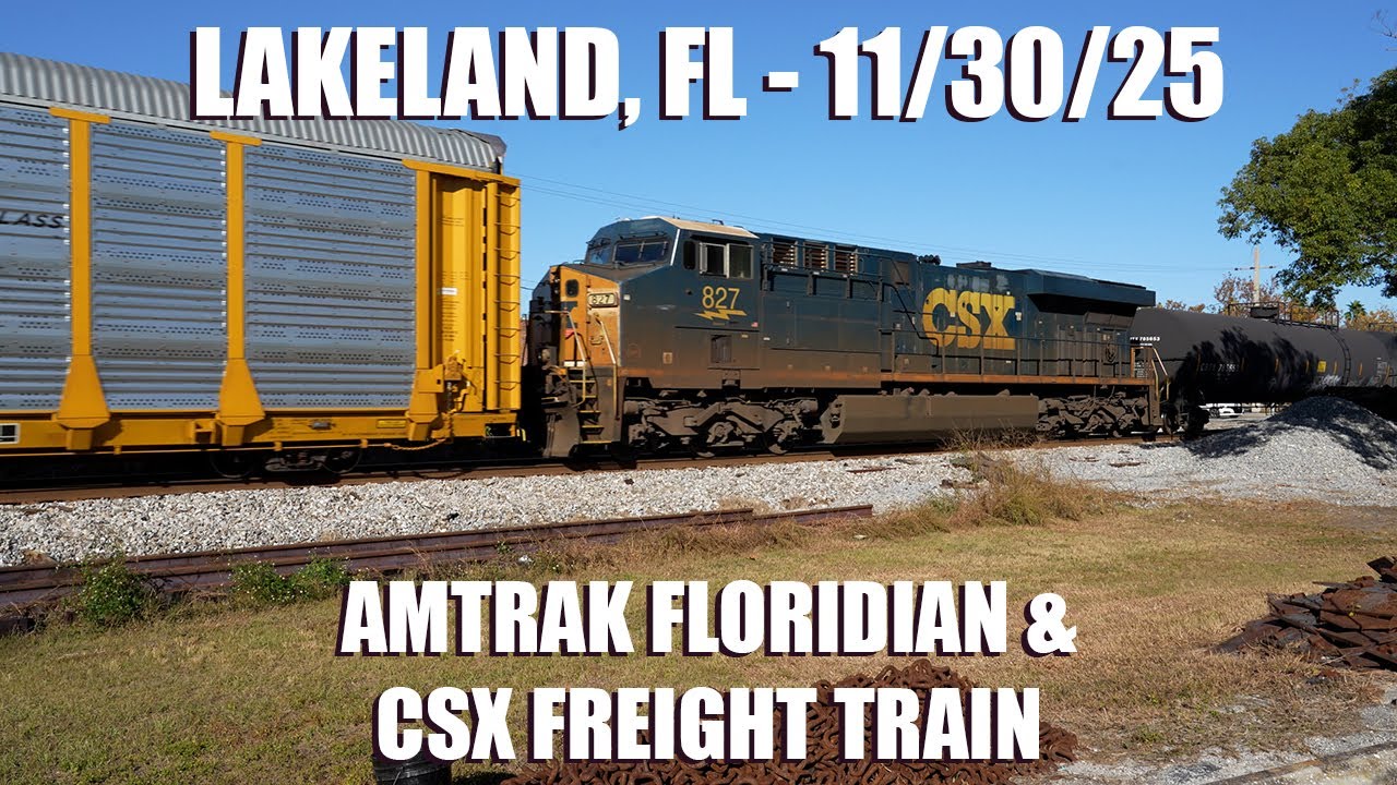 Amtrak Floridian and CSX Freight Train in Lakeland