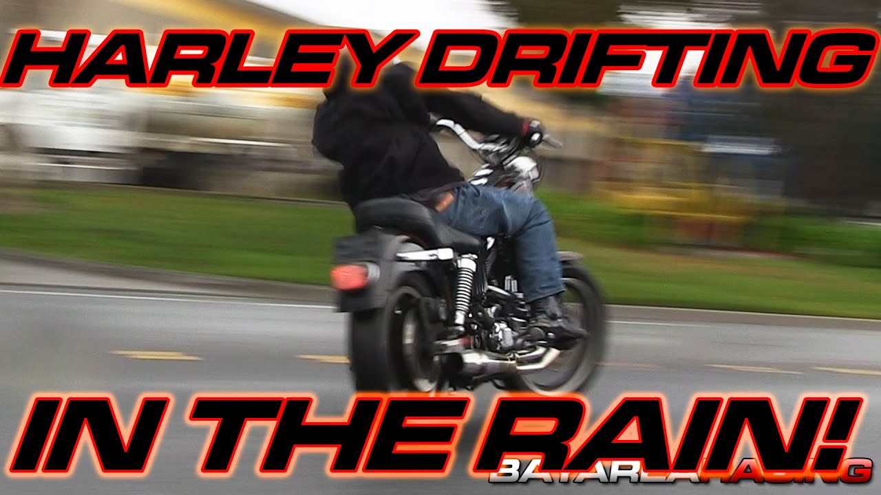 Harley Drifting In the Rain