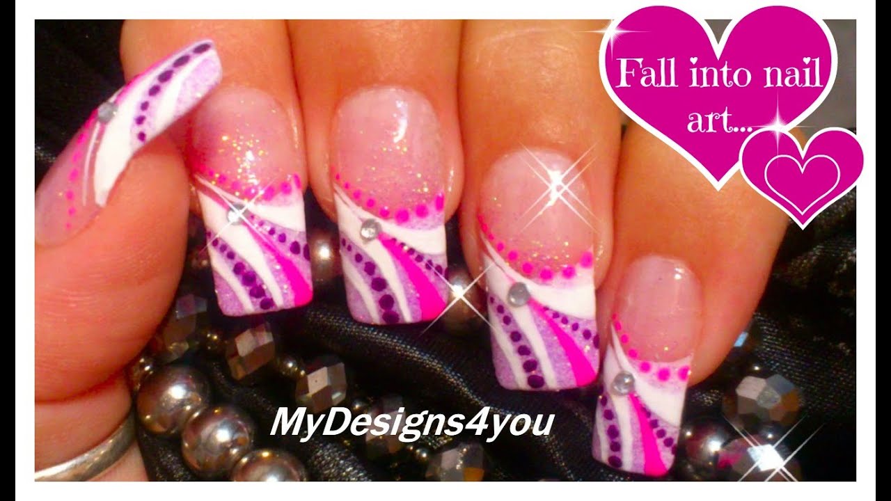 Abstract French Tip Nail Art | Pink and Purple Nails ♥ Абстрактный Дизайн Ногтей