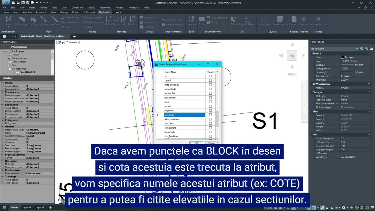 WaterNET-CAD generare sectiuni transversale