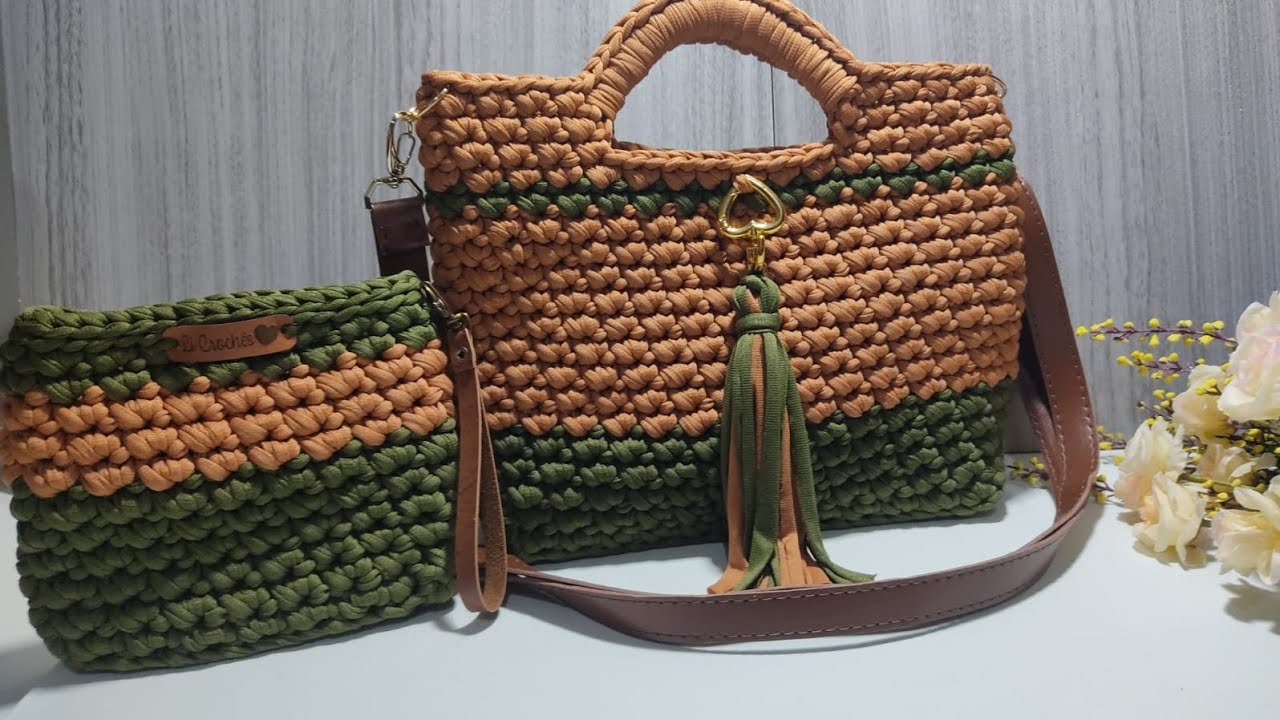 Bolsa De Crochê Grande Feita Com Fio De Malha Com a Base Bem Estruturada Passo a passo