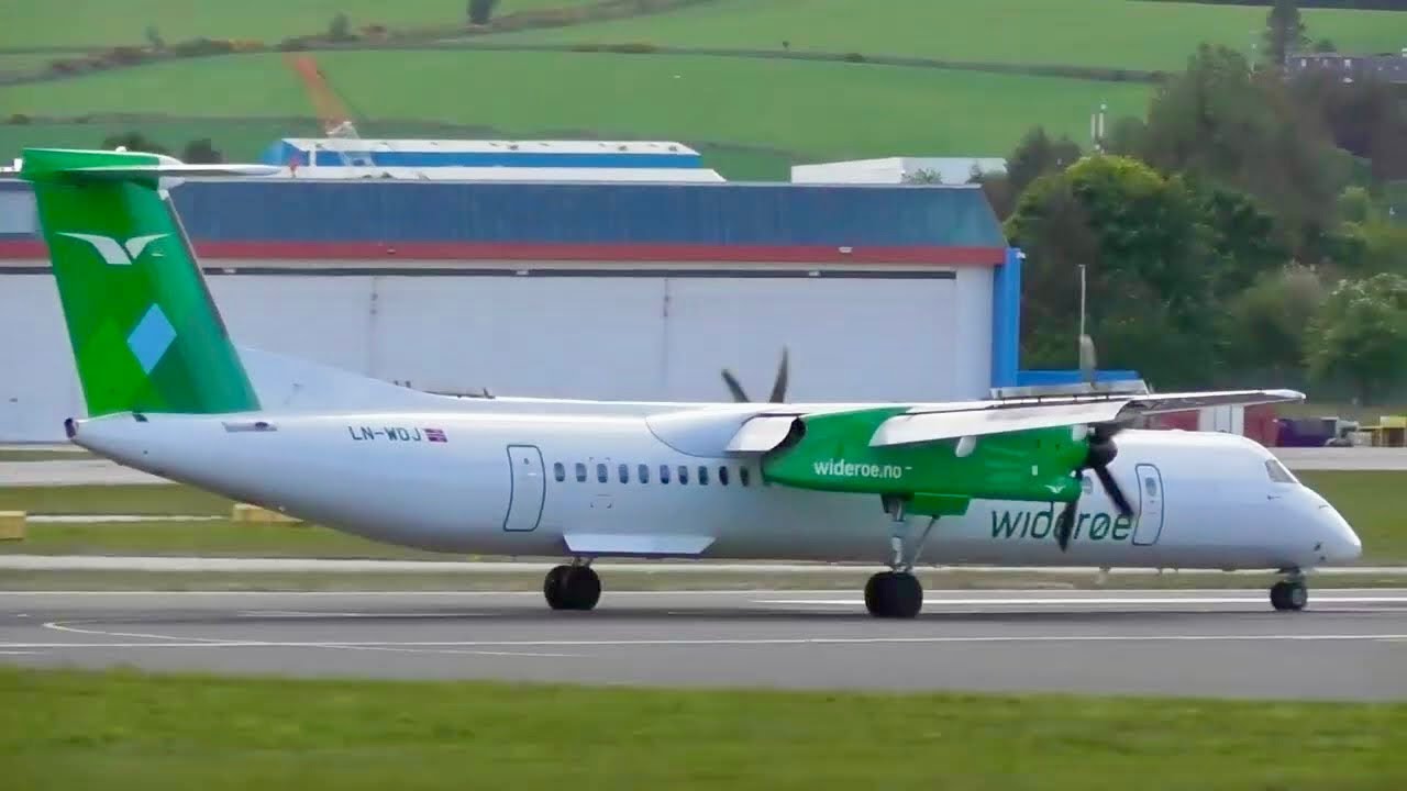Floaty Wider&oslash;e Landing in Aberdeen | Bombardier Dash 8-Q400 | LN-WDJ