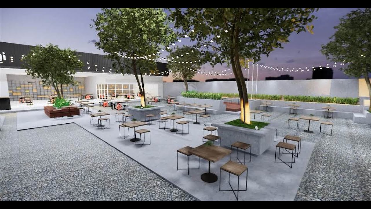DESAIN CAFE OUTDOOR | Konsep One Stop Shopping | Counter HP, Counter Elektronik, Minimarket | Keren