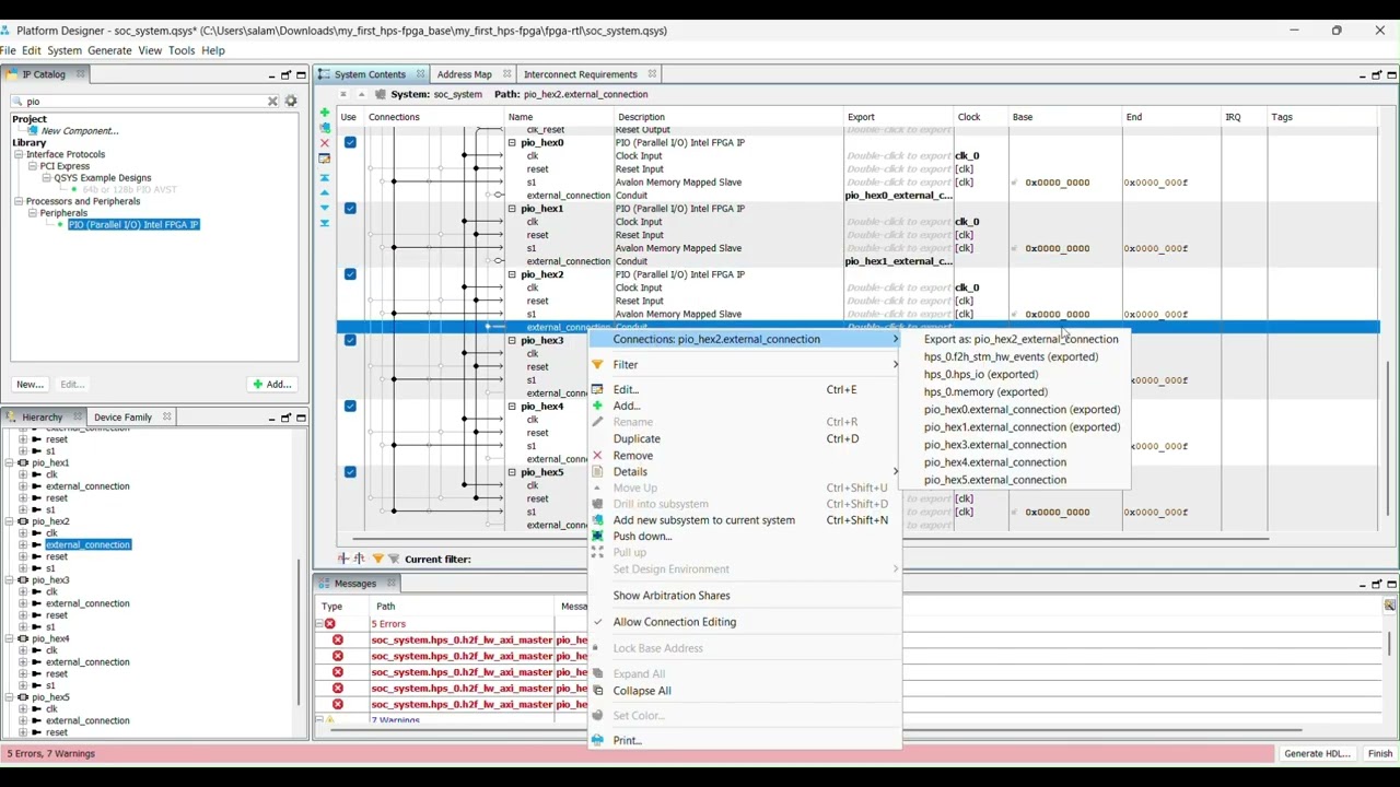 HPS–FPGA 7-Segment Clock Counter on DE1-SoC (Hours: Minutes: Seconds)