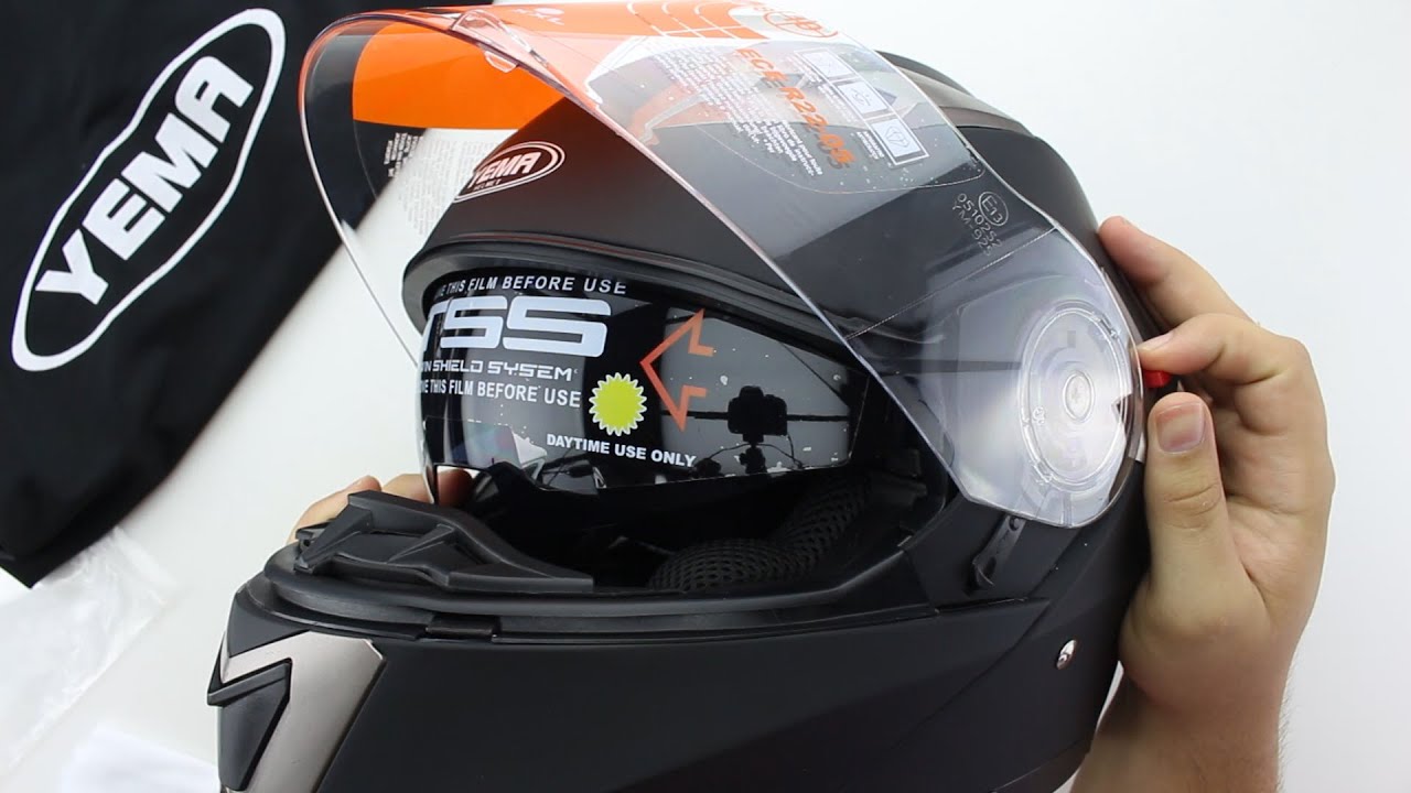 Unboxing YEMA Motorradhelm Klapphelm Integralhelm Fullface Helm - YM-925 Rollerhelm ECE Schwarz Matt