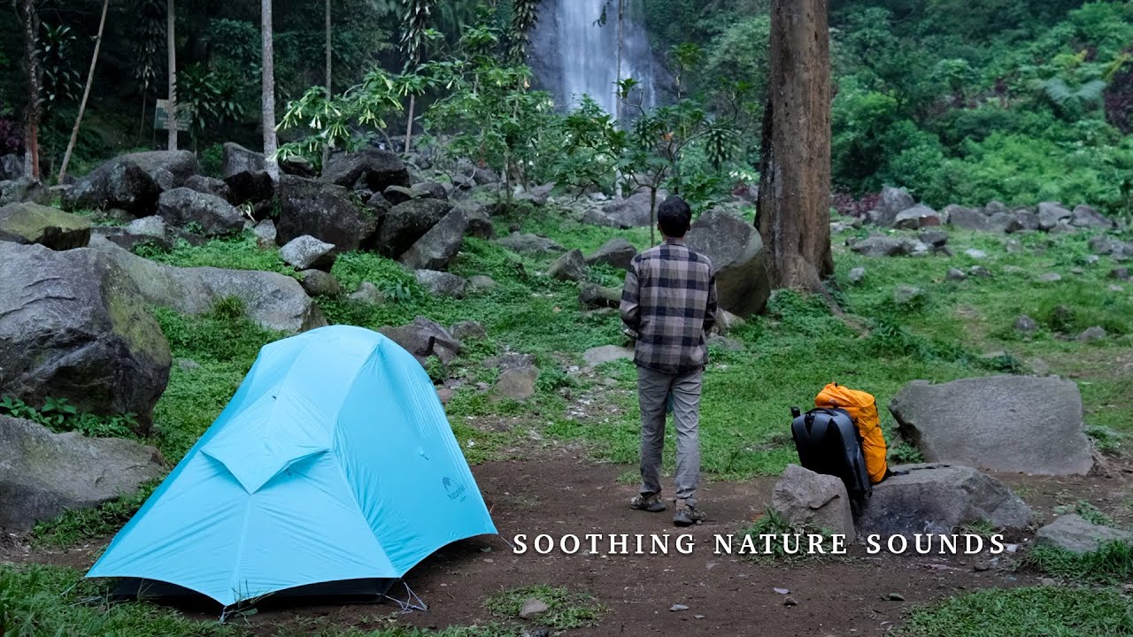 Solo Camping #84 | Pemandangan Air Terjun yang Indah, Damainya Suara Alam, ASMR