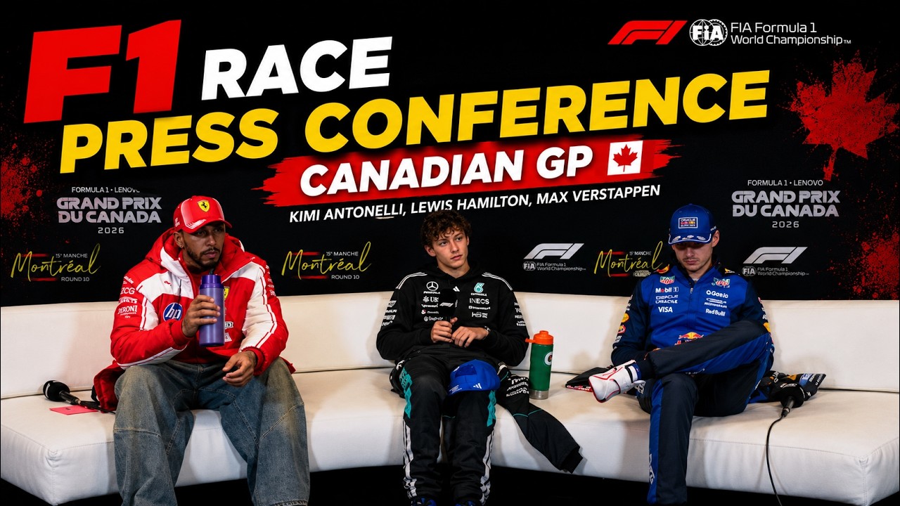 F1 Race Press Conference - Canadian GP - Kimi Antonelli, Lewis Hamilton, Max Verstappen