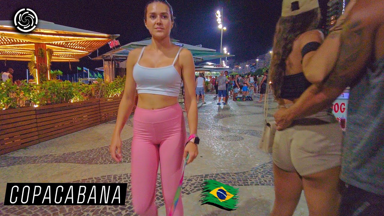 Walking on Copacabana Boardwalk at Night 🇧🇷 Rio de Janeiro, Brazil 【 4K UHD 】
