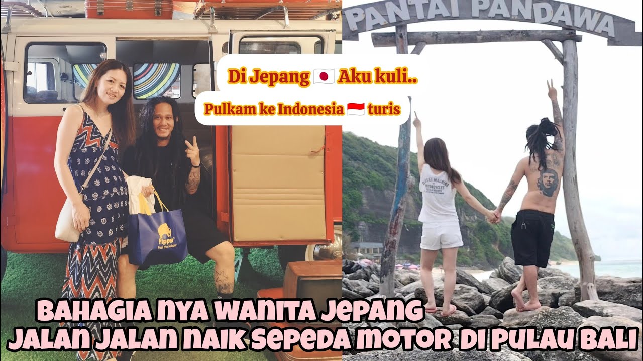 Bahagia nya cewek Jepang naik sepeda motor di bali dihari pertama liburan